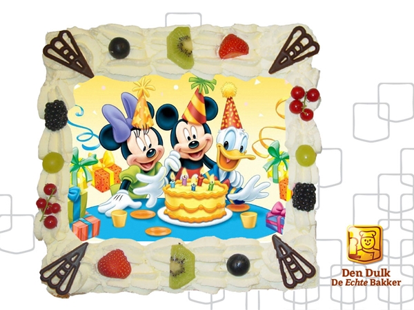 Mickey Mouse slagroomtaart 12 personen